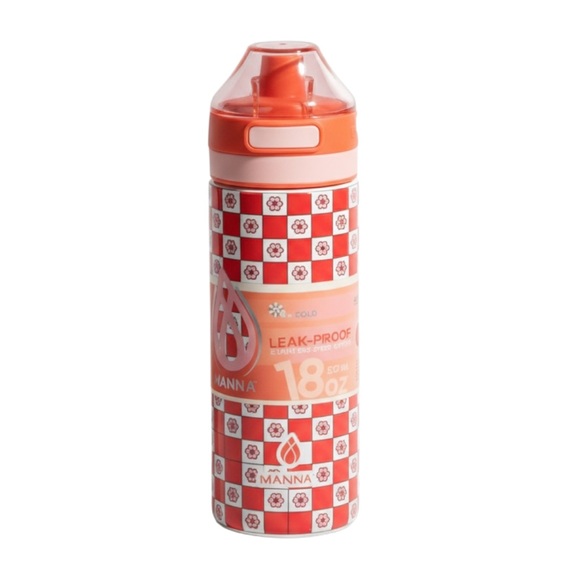 Manna Other - Manna 18oz Orange & Red Floral Check Leak-Proof Water Bottle